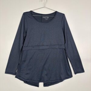 Latched Mama TShirt Womens Large Blue Long Sleeve Nursing Tunic Top